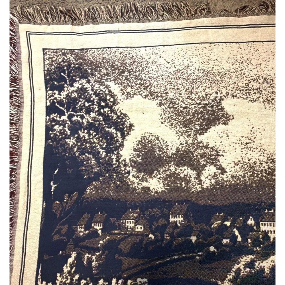 Old Salem Throw Blanket Vintage Bob Timberlake Tapestry Made in USA 100% Cotton